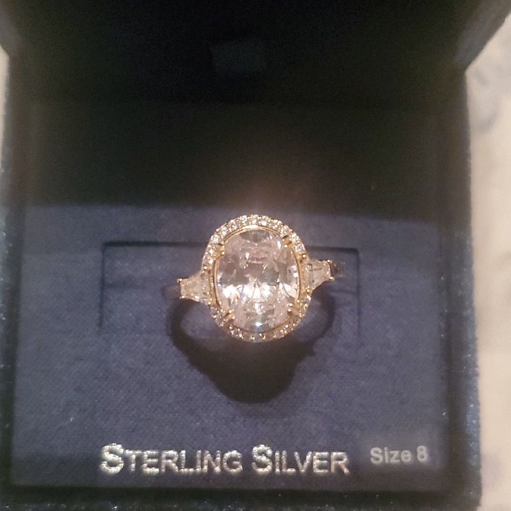 Gold and Silver Halo Ring with Brilliant-Cut Centerpiece